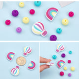 Silicone Beads, Round/Rainbow/Hot Air Balloon, Mixed Color, 8~28x8~25x8~12mm, Hole: 1~2mm, 52pcs/box