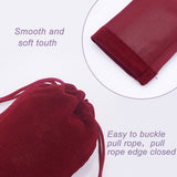 Rectangle Velvet Pouches, Candy Gift Bags Christmas Party Wedding Favors Bags, Dark Red, 9x7cm