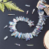 1 Strand Plated Natural Quartz Crystal Beads Strands, Nuggets, Rainbow Plated, 10~36x4~10x4~10mm, Hole: 1mm, about 51~55pcs/strand, 15.35 inch