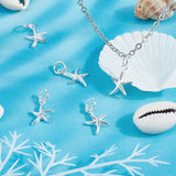 5Pcs 925 Sterling Silver Pendants, Starfish/Sea Stars, with Jump Rings, Silver, 15x9.5x2mm, Hole: 4mm