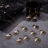 Alloy Enamel Pendants, Gothic Theme, Plague Doctor/Crow with Hat, Black, 32x25x1mm, Hole: 2mm, 24pcs/box