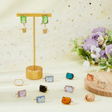 16Pcs 8 Color K9 Glass Rectangle Stud Earring Findings, with Light Gold Plated Brass Pins & Vertical Loops & 50Pcs Plastic Ear Nuts, Mixed Color, 17x10mm, Hole: 1.6mm, Pin: 0.8mm, 2Pcs/color