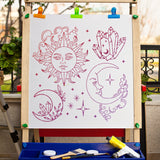 PET Plastic Hollow Out Drawing Painting Stencils Templates, Square, Moon, Sun Pattern, 300x300mm