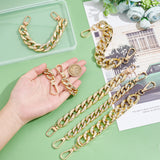 6Pcs 3 Style ABS Plastic and Acrylic Shoe Curban Chain Charm, with Alloy Swivel Snap Clasps, Light Gold, 220~230x14~17x4~5mm, 2pcs/style
