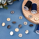 Alloy Shank Buttons, 1-Hole, Flat Round, Mixed Color, 15x7mm, Hole: 2mm, 90pcs/box