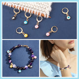 15Pcs 5 Color Alloy Enamel Evil Eye Charms Locking Stitch Makers, with Golden 304 Stainless Steel Leverback Earring Findings, Mixed Color, 26mm, Pin: 1x0.8mm, 3Pcs/color
