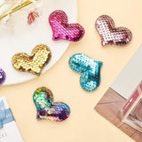 Glitter Sequins Fabric Heart Padded Patches, for DIY Crafts Clothes Hats Hairpin Ornament Accessories, Mixed Color, 41x54x10mm, 30pcs/set