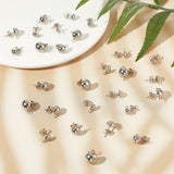 304 Stainless Steel Stud Earring Findings, with Loop, Dome/Half Round, Stainless Steel Color, 60pcs/box