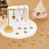 30Pcs Alloy Enamel Pendants, Light Gold, Heart with Rainbow Stripe, Colorful, 18x15x1.5mm, Hole: 1.6mm