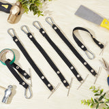 Polyester Electrical Tape Hooks, Rope Tape Holder for Tool Belt, with Stainless Steel Finding, Black, 266~288x15x1mm