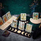 4Pcs 4 Style Wood Candle Holders & Tarot Card Stands,  Display Stand for Witch Divination Tools, Moon-shaped & Rectangle, Mixed Color, 130~254x76~100x5mm, 1pc/style