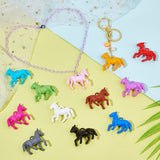 48Pcs 12 colors Opaque Acrylic Pendants, Horse, Mixed Color, 41x42x13mm, Hole: 3.5x4mm, 4pcs/color