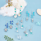 DIY Ocean Theme Earring Making Kits, include Cowrie Shell & Glass & Synthetical Turquoise Beads, Alloy Pendants, Brass Cable Chains & Earring Hooks, Iron Findings, Antique Silver & Platinum, 18~20x13~14x6~8mm