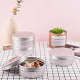 Round Aluminium Tin Cans, Aluminium Jar, Storage Containers for Cosmetic, Candles, Candies, with Screw Top Lid, Platinum, 10.3x4.1cm, Capacity: 250ml, 5pcs/box