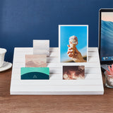 7-Slot Wooden Place Card Display Stands, for Postcards, Earring Display Cards Holder, Dyed & Heated, Rectangle, White, 29x19x2cm, about 3pcs/set