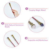 2Pcs 2 Style Magic Wand Wooden Home Decorations, with Natural Gemstone Beads, for Costume Props Cosplay Accessories, 235~237x20~22.5x15~20mm, 1pc/style