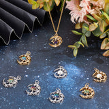 8Pcs 8 Colors Brass Micro Pave Clear Cubic Zirconia Glass Pendants, with Jump Ring, Long-Lasting Plated, Moon, Cadmium Free & Lead Free, Mixed Color, 21x16.5x4.5mm, Jump Ring: 5x0.8mm, 3.5mm Inner Diameter, 1pc/color