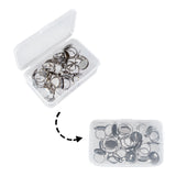 DIY Finger Rings Making Kits, with Adjustable 304 Stainless Steel Finger Rings Components, Transparent Glass Cabochons and Box Container, Flat Round, Stainless Steel Color, 11.8x7.2x3.5cm, 40pcs/box