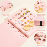 8 Pages Felt Shoe Charms Collection Binder Book, Flip-page Shoe Charms Organizer Holder, Rectangle, Pink, 26x21.3x3cm