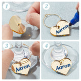 Acrylic Heart Wine Glass Charms, with Brass Hoop Earring Findings, Yellow, 52mm, 24pcs/set