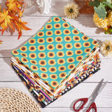 Sunflower Print Polycotton Fabric, for Patchwork, Sewing Tissue to Patchwork, Mixed Color, 50x40x0.02cm, 10pcs/set