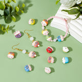 36Pcs 9 Colors Handmade Porcelain Beads, Famille Rose Porcelain, for DIY Accessories, Fortune Cat, Mixed Color, 13x14x11mm, Hole: 2mm, 4pcs/color