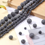4 Strands 4 Style Unwaxed Natural Lava Rock Bead Strands, Round, 4mm/6mm/8mm/10mm, Hole: 1~1.5mm, 1strand/style