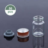 Transparent Glass Headspace Vials, with Aluminum Flip Off Caps and Rubber Stoppers, Flat Bottom Lab Vial, Clear, 3.8x2.2cm, Capacity: 5ml, 50pcs/box