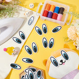 Polyester Embroidery Cloth Iron on Patches, Costume Accessories, Cartoon Eyes, Sky Blue, 50.5x23.5x1.5mm, 15 pairs/box