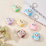 12Pcs 6 Colors PVC Cartoon Owl Doll Pendants, for Keychains, Mixed Color, 43x37x26mm, Hole: 3mm, 2pcs/color