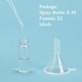 46Pcs 3 Style Mini Refillable Glass Spray Bottles, with Plastic Fine Mist Sprayer & Dust Cap, 2ml Disposable Plastic Dropper, Mini Transparent Plastic Funnel Hopper, Clear, Bottle: 5.9x1.4cm, Capacity: 3ml(0.1 fl. oz)