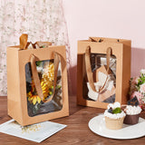 Paper Bags, Gift Shopping Bags, with Transparent Clear Window Display and Handles, Rectangle, Peru, 25x18x13.2cm