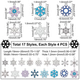 17 Style Alloy Pendants, Snowflake, Mixed Color, Pendants: 128pcs