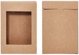 Foldable Creative Kraft Paper Box, Wedding Favor Boxes, Favour Box, Paper Gift Box, with Clear Window, Rectangle, Camel, Box: 125x85x15mm, Unfold: 19.6x10cm, Window: 8x6cm, 30pcs/set