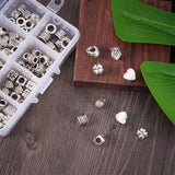Tibetan Style Alloy European Beads, Large Hole Beads, Mixed Shape, Antique Silver, Box: 110x70x30mm