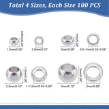 304 Stainless Steel Crimp Beads, Stainless Steel Color, 1.5~3x0.5~2mm, Hole: 0.8~2mm, 400pcs/box