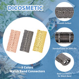 9Pcs3 Colors Alloy Watch Band Adapter Connectors, Watch Belt Trim Accessories, Column, Mixed Color, 18x8x6mm, Hole: 2mm and 2x3mm, 3pcs/color