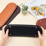4Pcs 4 Colors PU Leather Oval Long Bag Bottom, for Knitting Bag, Women Bags Handmade DIY Accessories, Mixed Color, 30x10x0.4cm, Hole: 4.5mm, 1pc/color