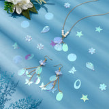 80G 8 Style Star/Leaf/Butterfly Rainbow Iridescent PVC Paillette/Sequins Beads & Links & Pendants, Colorful, 9~24x7.5~19x0.1~0.5mm, hole: 1~1.4mm, 10g/style