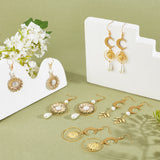 DIY Sunflower Earring Making Kit, Including Sun & Moon & Leaf Brass Pendants & Links Connectors & Earring Hooks, Alloy Pendants, Glass Pearl Beads, Golden, 128Pcs/box