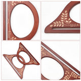 Oakwood Bag Handles, with Carve Patterns, Triangle, Bag Replacement Accessories, Coconut Brown, 11.7x24.8x0.9cm, Hole: 0.6x20.2cm