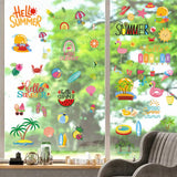 8 Sheets 8 Styles Summer Theme PVC Waterproof Wall Stickers, Self-Adhesive Decals, for Window or Stairway Home Decoration, Rectangle, Mixed Shapes, 200x145mm, about 1 sheets/style