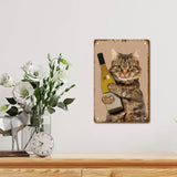 Tinplate Sign Poster, Vertical, for Home Wall Decoration, Rectangle, Cat Pattern, 200x300x0.5mm