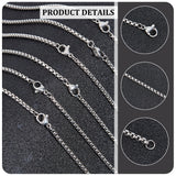 10Pcs 304 Stainless Steel Box Chain Necklaces Set for Men Women, Stainless Steel Color, 29.5 inch(75cm)