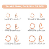 420Pcs 6 Styles 304 Stainless Steel Jump Rings, Open Jump Rings, Rose Gold, 70pcs/style