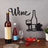 Iron Wall Signs, Wall Decoration, Wine, Black, Drink Pattern, 103~250x200~250x0.6~0.7mm, Hole: 4mm, 2pcs/set