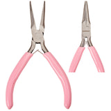 45# Carbon Steel Jewelry Pliers, Long Chain Nose Pliers, Polishing, Pink, 12.6x7.9x0.9cm