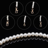 5Pcs 5 Style  ABS Plastic Imitation Pearl Beaded Bag Straps, with Light Gold Zinc Alloy Clasps, for Bag Replacement Accessories, White, 40.5~41cm, 1pc/stryle