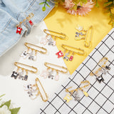 10Pcs 5 Color Baby Clothes & Milk Bottle & Pram Alloy Enamel Charm Safety Pin Brooches, Golden Iron Lapel Pins for Waist Pants Extender, Mixed Color, 32~36mm, 2Pcs/color