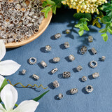 180Pcs 12 Style Tibetan Style Alloy Beads, Column & Butterfly & Rondelle, Antique Silver, 5~13.5x4~10.5mm, 15pcs/style